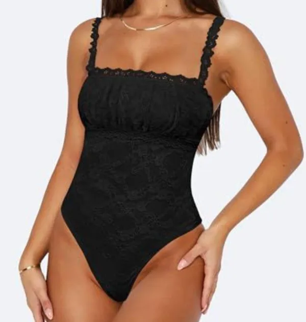 Black Cut-Out Ruched Sleeveless Bodysuit, Goint Out, New, L - Image 2