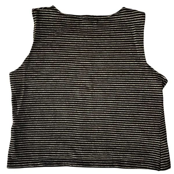 Madewell Black Striped Crossover‎ Tank 100% Cotton Medium Minimalist Casual EUC - Image 8
