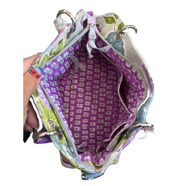 Vera Bradley Mandy Handbag Flutterby Retired Floral Quilted Cotton Satchel - Image 5