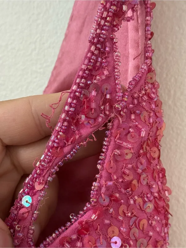 {M} Scala Fuchsia Sequin Halter Gown - Image 8