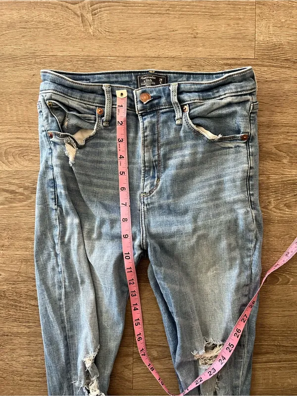 Abercrombie Simone High Rise Ankle Jeans Womens 28 6 Light Wash Distressed Y2K - Image 12