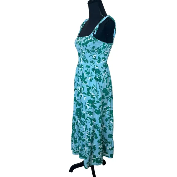 Seraphine Teal Floral Midi Maternity Nap Dress SMALL Nap Smocked Cottage $80 - Image 6