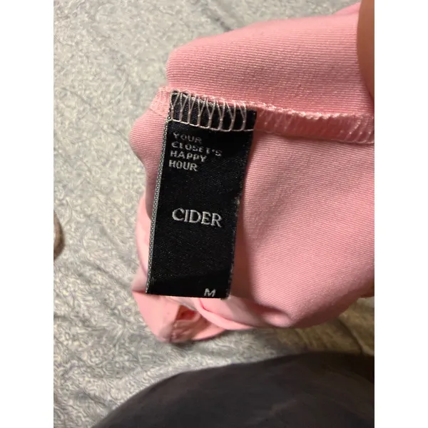 Cider Medium Light Pale Pink Tank Top Tie Strap Lettuce Trim Draped Scoop Neck - Image 4