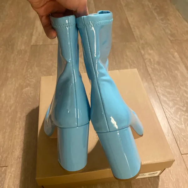 Steve Madden Womens Lynden Square Toe Side Zip Block Heel Ankle Boots Blue 7.5 - Image 6