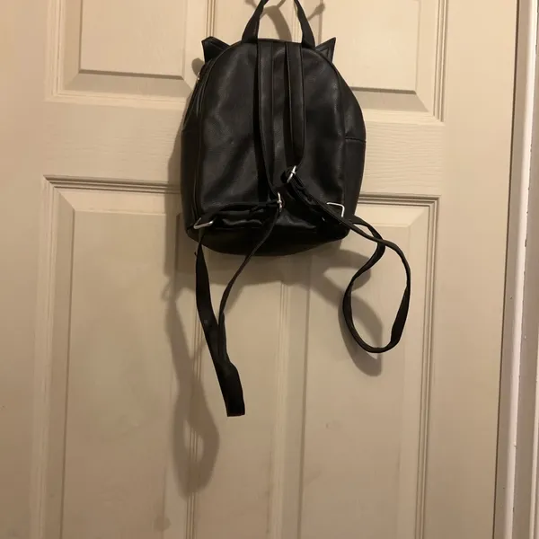 Black Cat Ear Backpack with faux fur and glitter ear accents - Image 3