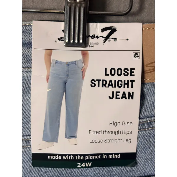 Seven7 Women Loose Straight Jean 24W Light Blue High Rise Classic Minimalist - Image 7