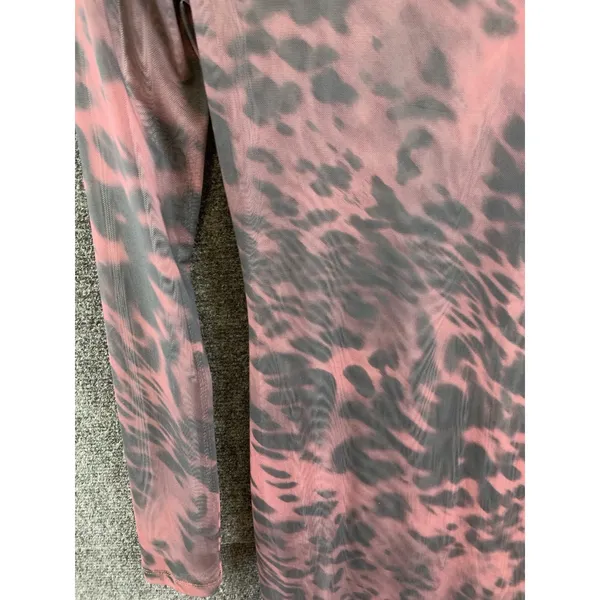Missguided Mesh Maxi Dress Size S Pink Animal Print Henley Button Long Sleeve - Image 10