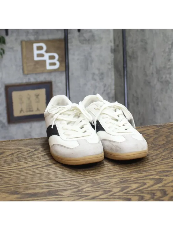 Universal Thread Womens Low Top Lace Flat Sneakers White Multi 10M - Image 3