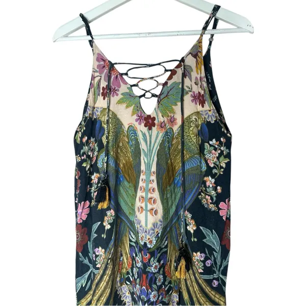 Farm Rio Mini Floral Print Colorful Sleeveless Lace up Detail Dress FARM Boho - Image 3