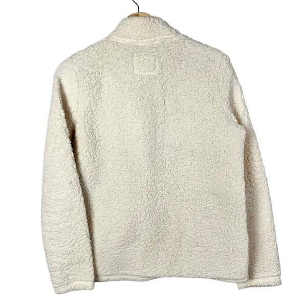 Abercrombie & Fitch Ivory Sherpa Quarter Zip Pullover Sweatshirt M‎ - Image 2