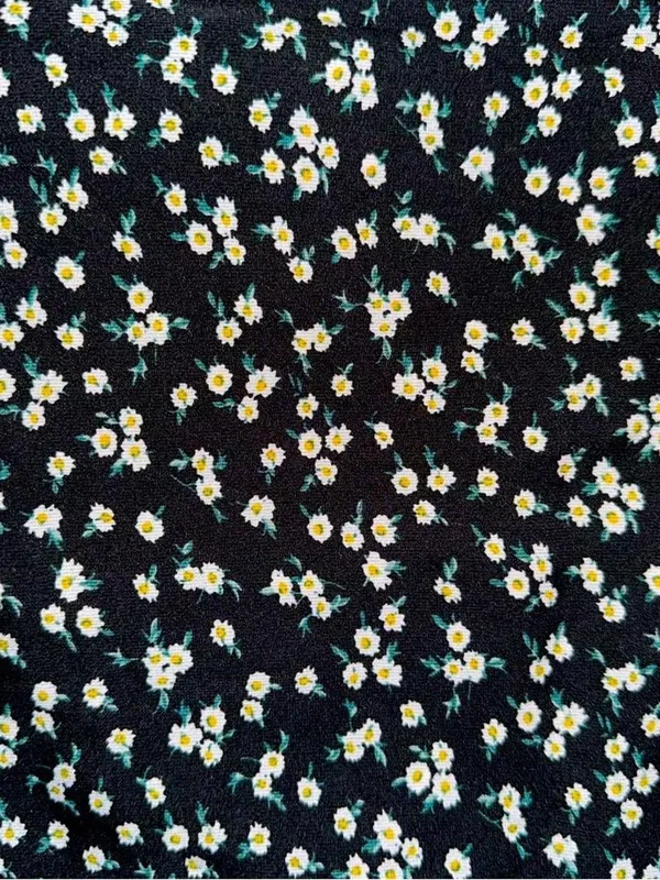 SheIn Maternity Black Lace-Trim Camisole Tank Top with White Daisy Print - Image 6
