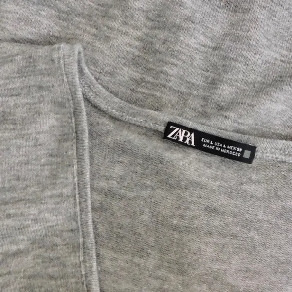 ZARA Heathered Gray Cinched Sweater V Neck Pullover Cinchable Cinched Top Large - Image 10