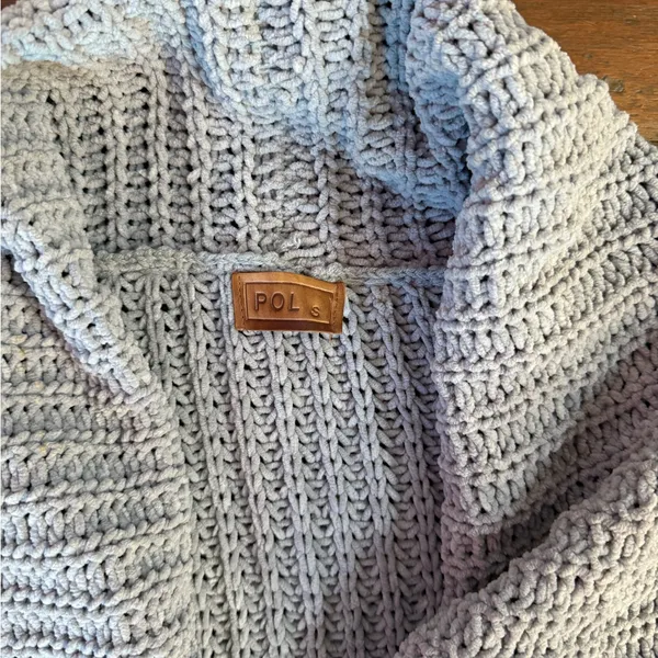POL Gray Open-Front Chunky Knit Chenille Cardigan ~ Size Small 💛🍄 - Image 5