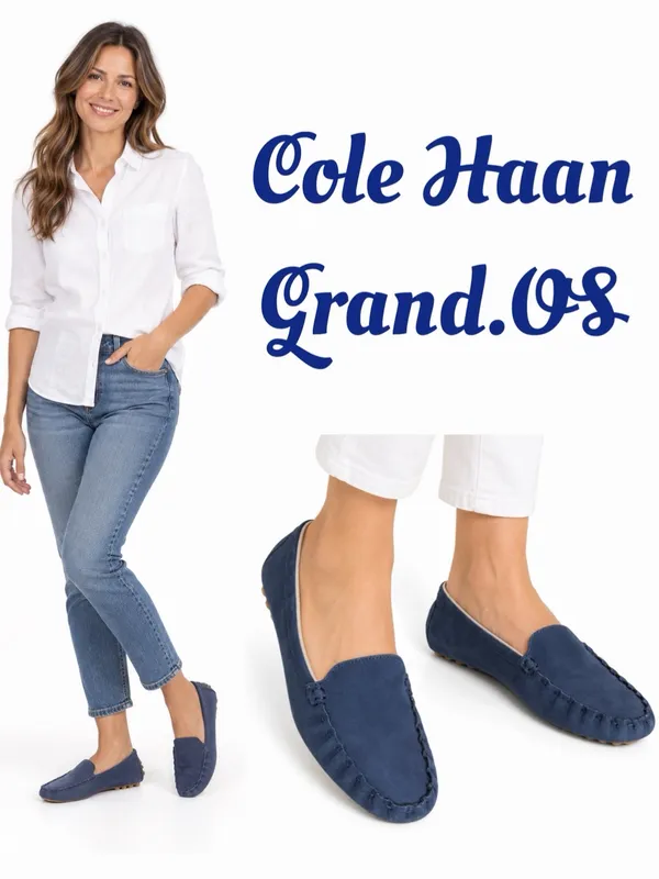 COLE HAAN GRAND.OS Navy Blue Nubuck Driving Loafers Moccasins Size 11 - Image 2