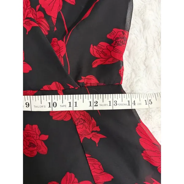 Lulus Best Occasion Black Red Floral Print Front Slit Party Event Maxi Dress S - Image 8