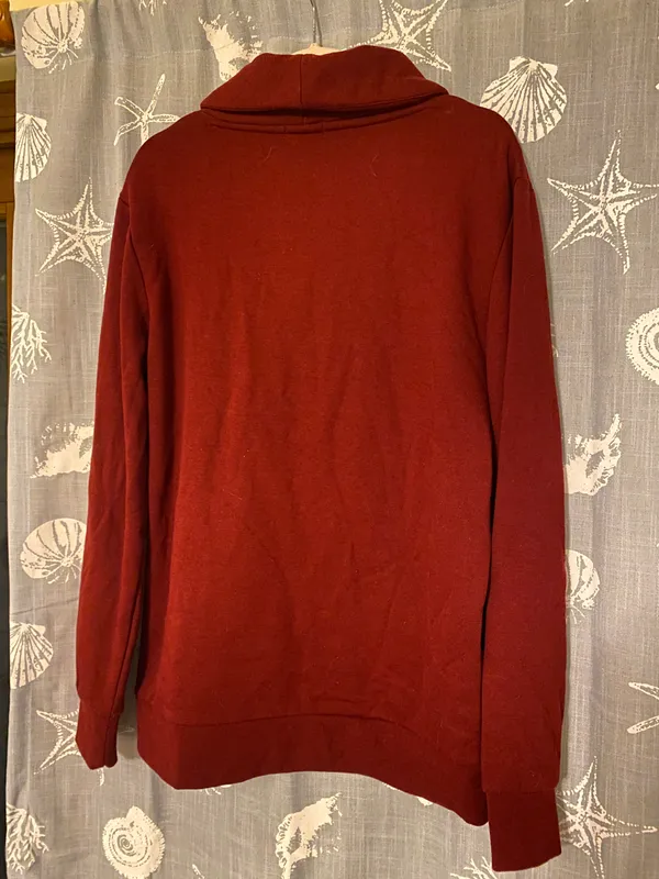 Forever 21 Maroon Burgundy Asymmetrical Quarter Zip Sweatshirt - Image 4