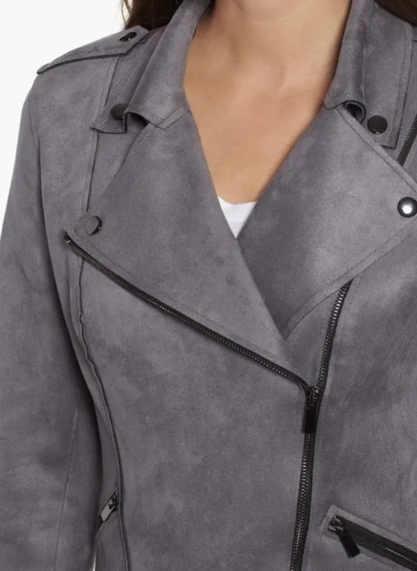 KUT from the Kloth Faux Suede Grey Moto Jacket - Image 7