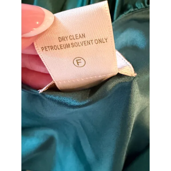 Reem by Reem Acra Silk Dress Women 14 Emerald Green Draped Tulip Wrap Cocktail - Image 10