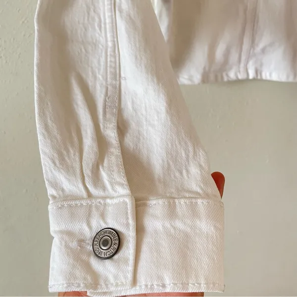 Abercrombie & Fitch White Cropped Denim Jacket size XS boyfriend Boxy fit - Image 8
