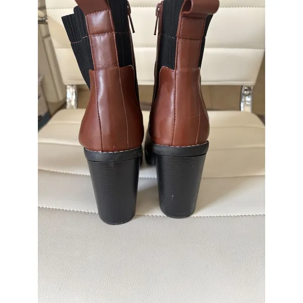 BCBGeneration Prali Brown Block Heel Sock Ankle Boots Lug Sole Size 9.5 GN219821 - Image 3