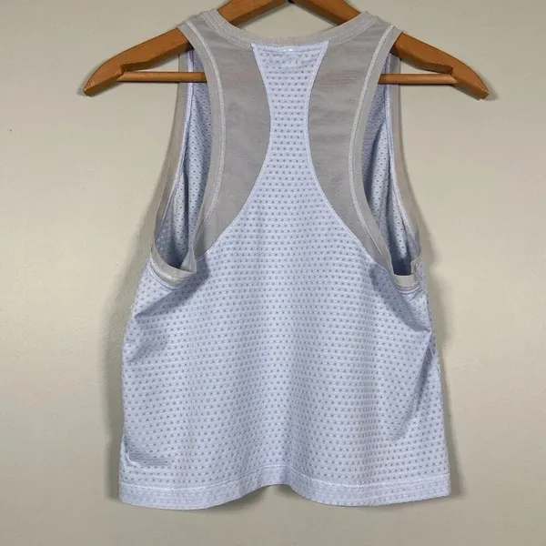 Athleta Chi Dot Mesh Workout Active Crop Tank Blue‎ size XS Sporty Athlesiure - Image 3