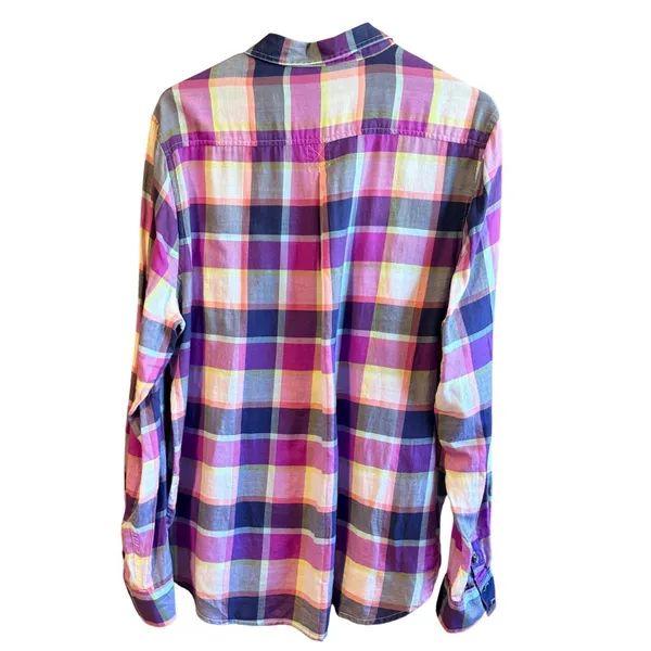 American Eagle Size XL Women's Purple Plaid Button Down Shirt 100% Cotton - Image 5