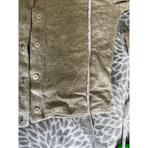 Lou & grey Tan Button Front Cardigan Small Neutral Preppy Sweater Minimalist Office Chic - Image 5