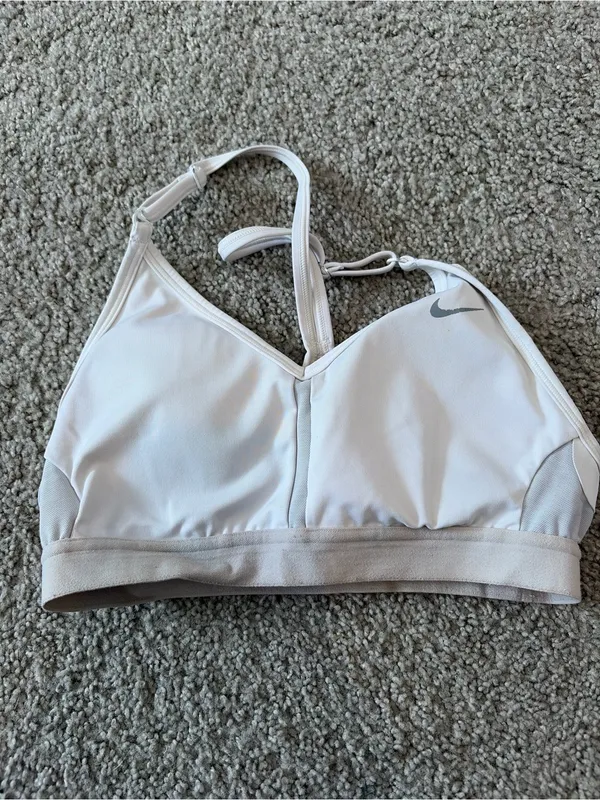 Nike White Mesh-Detail Low-Profile Sports Bra - Image 2