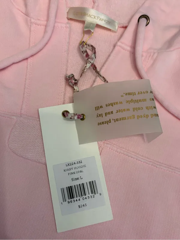 NWT LoveShackFancy Kirby cropped hoodie pink opal size large - Image 6
