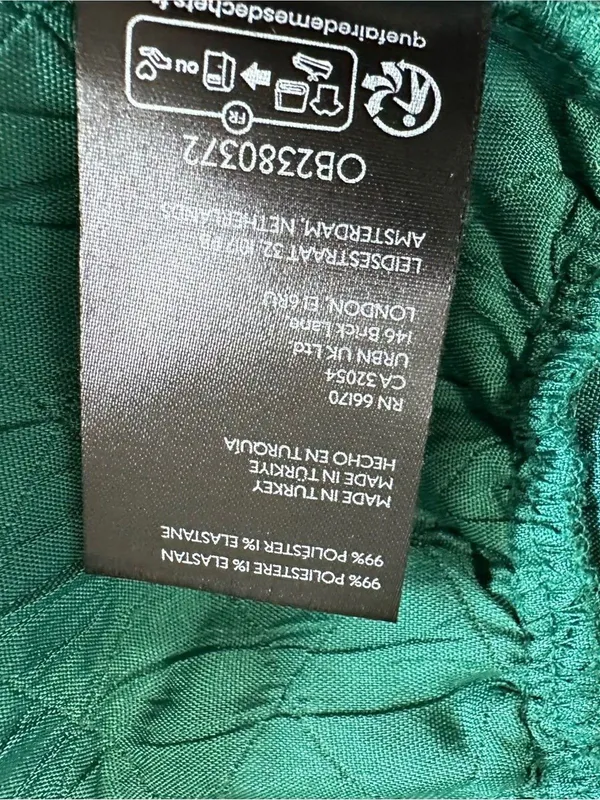 Anthropologie Maeve Green Drop Waist Jacquard Quilted Puff Sleeve Mini Dress Oversize Size M - Image 12