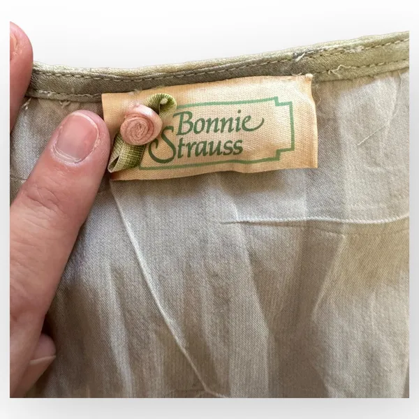 Bonnie Strauss Vintage Chiffon lined Blue Green Floral Maxi Sundress Size 8‎ - Image 2