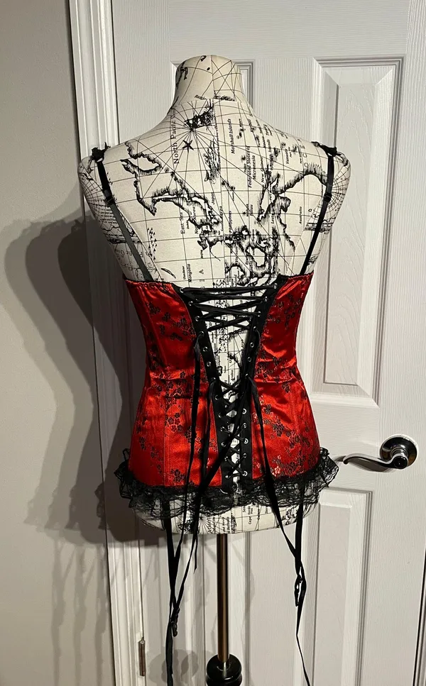 Vintage y2k Lace Floral Corset Steampunk Victorian Gothic Satin - Image 5