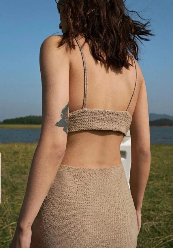 Cut Out Dress Tan - Image 4