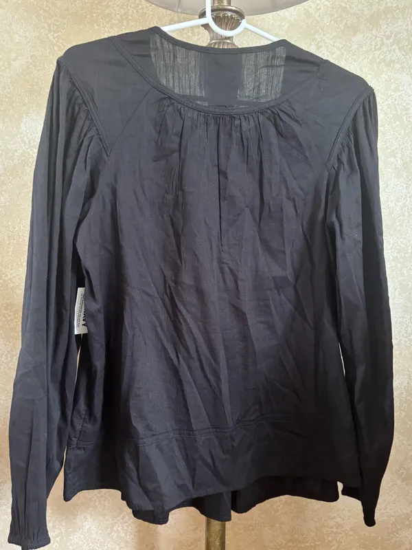 Old Navy Tie-Front Boho Swing Blouse in Black - Size: medium NWT - Image 3