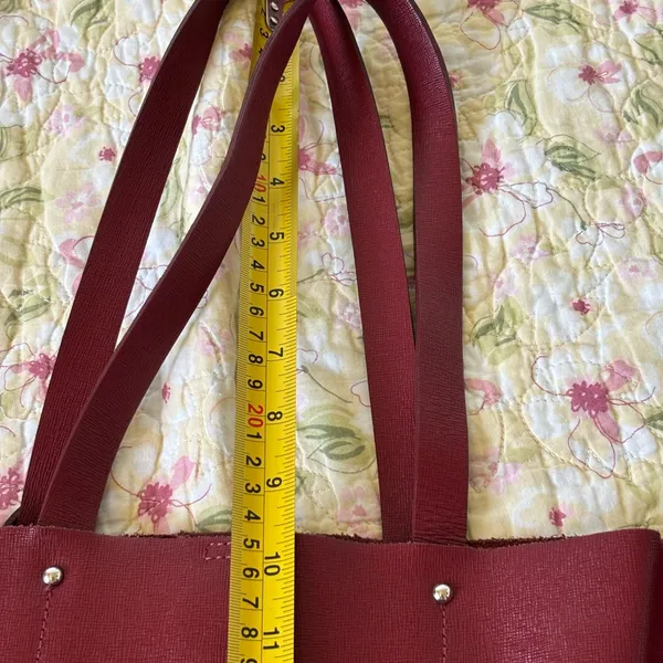 Fiore genuine Red Leather Tote red Crimson Grunge - Image 4