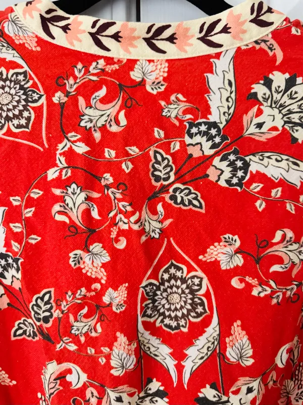 Farm Rio Button Front Balloon Sleeve Printed Romper, Size L - Image 13