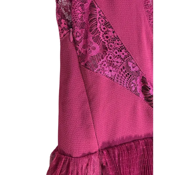 Free People Burgundy Lace Mini Dress Women’s Size 0 Sleeveless Boho - Image 4