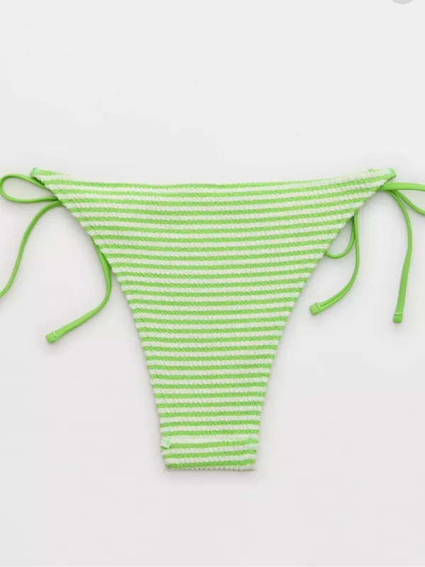 {Aerie} Brand New Crinkle Stripe Cheekiest Tie Bikini Bottoms - Image 4