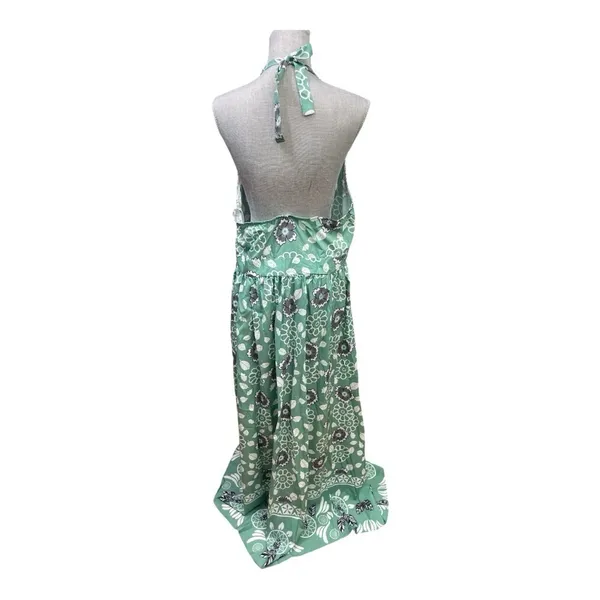SHEIN Green, White and Gray Halter Maxi Dress with flowers size L - Image 5