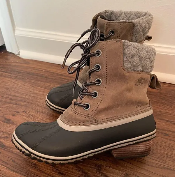 Sorel Slimpack ll Lace Boot Sz 7.5 Leather Winter Duck Boot Lace Up - Image 7