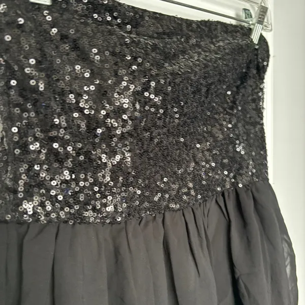 Forever 21 Black Sequin High Low Strapless Dress Size: M - Image 2