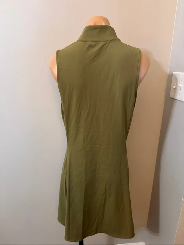 Olive Green Large Women’s Athletic Dress Athleisure Quarter Zip Tennis Errands - Image 3
