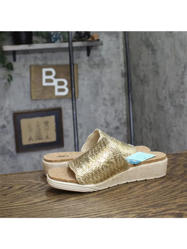 NWT JBU By Jambu Casual Fashion Slip On Wedge Sandal Cream / Champagne Brown 9M - Image 8
