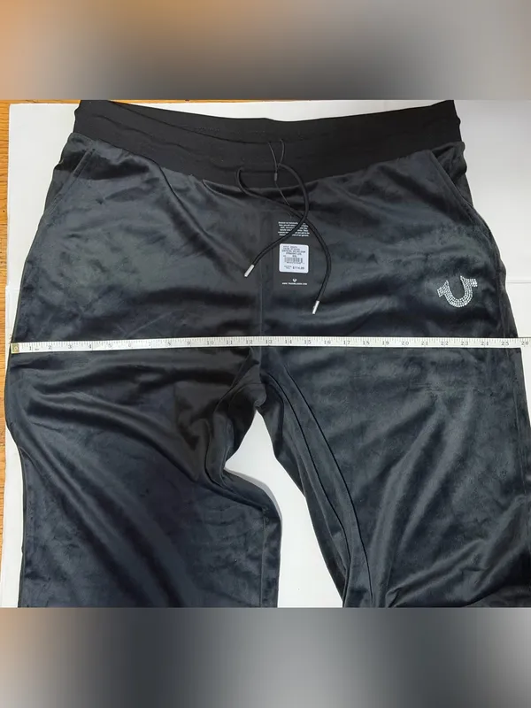 NWT True Religion Crystal HS Velour Straight Leg Track Pants – Black – XXL - Image 8