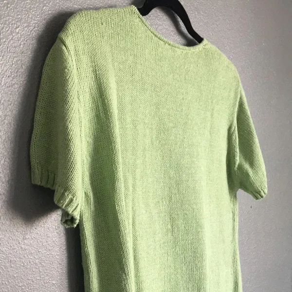 Liz Claiborne • Liz wear Lime Green Cable Short Sleeve Sweater Size Large - Image 8