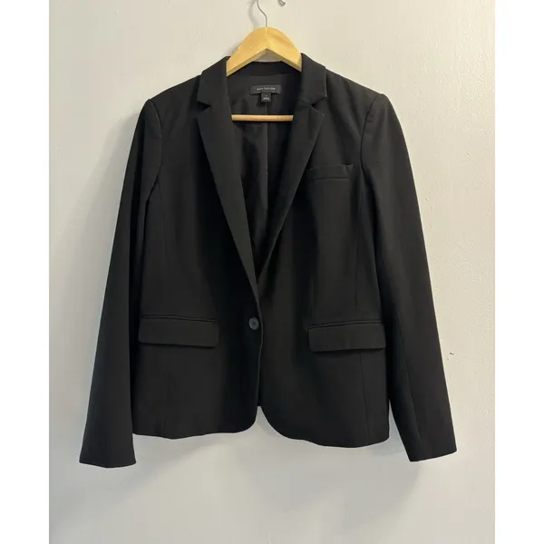 Ann Taylor Black Single Button Blazer Size 8 Classic Workwear Career Suit Jacket - Image 2