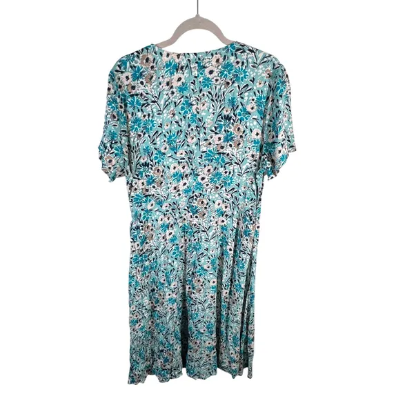 Sahalie Collection Floral Midi Dress V Neck‎ Short Sleeve Smocked Waist Sz 16 - Image 8