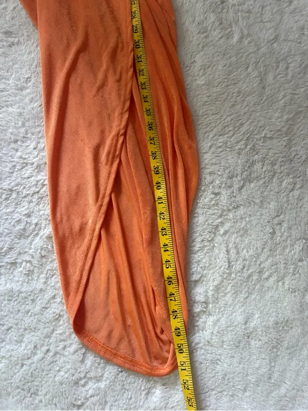 Lulus Dreamy Date Orange Surplice Midi Dress Size Small Sleeveless Sexy Mobwife - Image 7