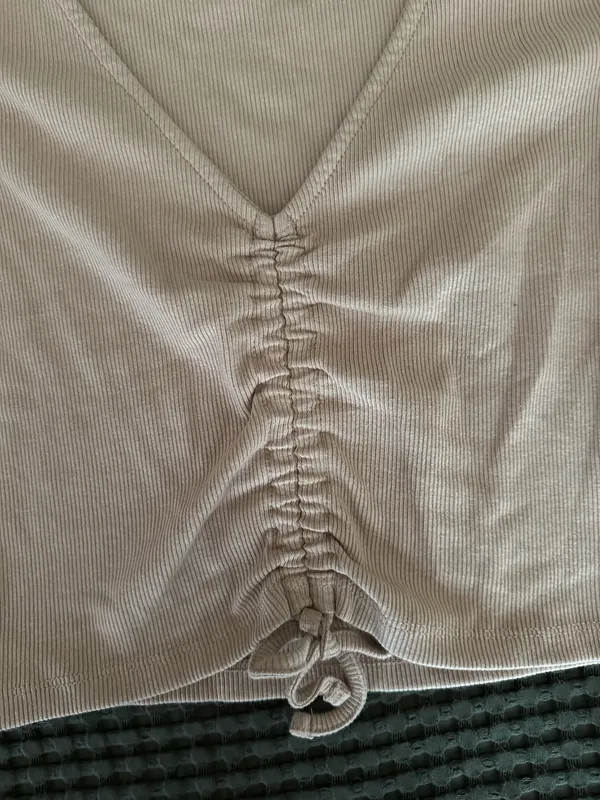 Zara Beige Crop Top T-Shirt - Image 5