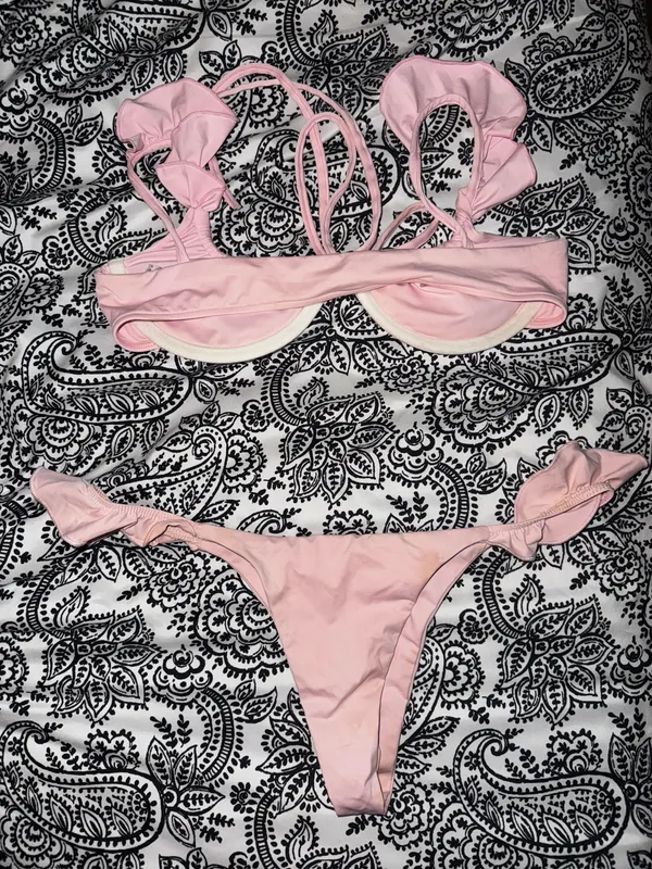 Frankie’s Bikinis Pink Tie Up Bikini - Image 3